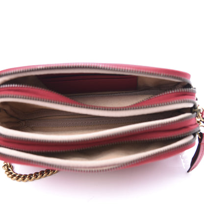 Gucci Calfskin Matelasse Mini GG Marmont Chain Crossbody Bag Hibiscus Red 4 of 9