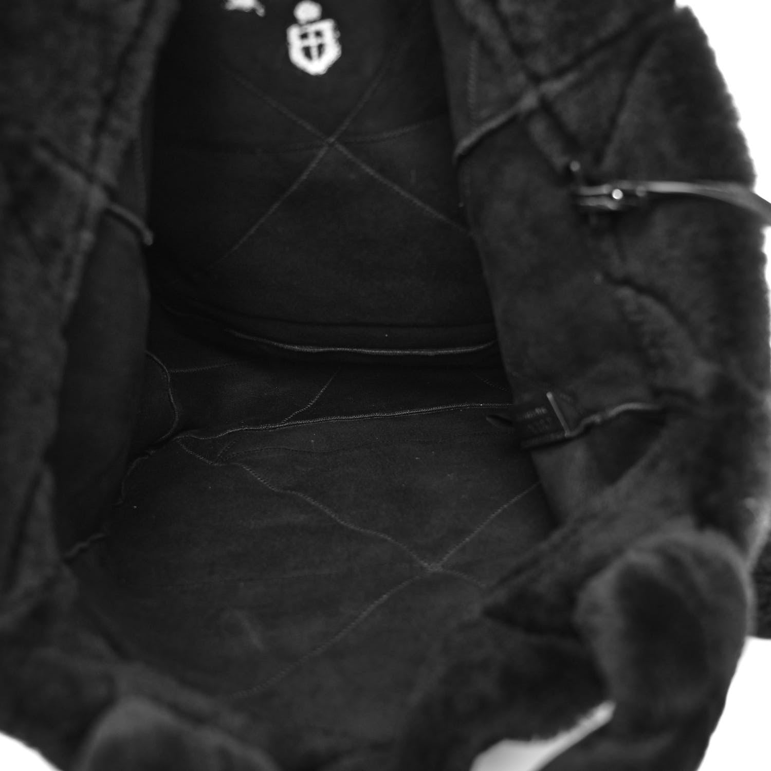 Prada Shearling Monotone Logo Tote Black White 6 of 11