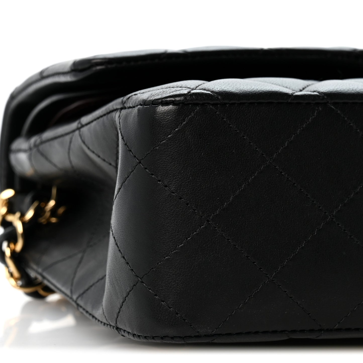Lambskin Quilted Medium Double Flap Black