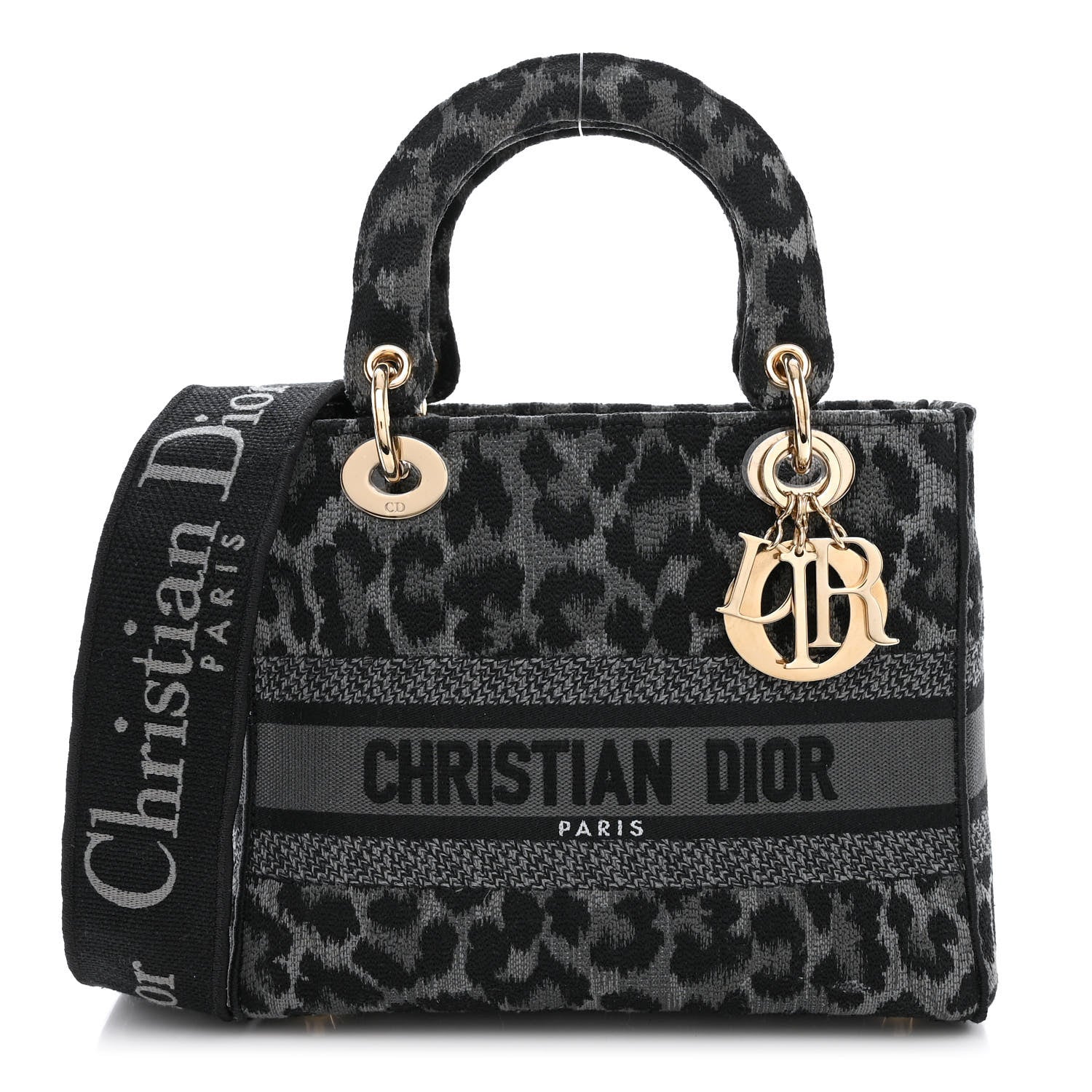Christian Dior Canvas Mizza Embroidered Medium Lady D-Lite Gray 1 of 16