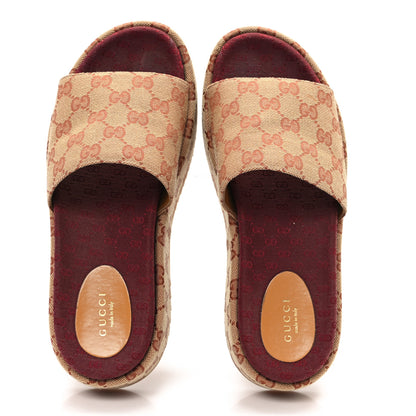 Gucci Canvas GG Monogram Angelina Platform Slide Sandals 39 Beige Ruggine 2 of 9