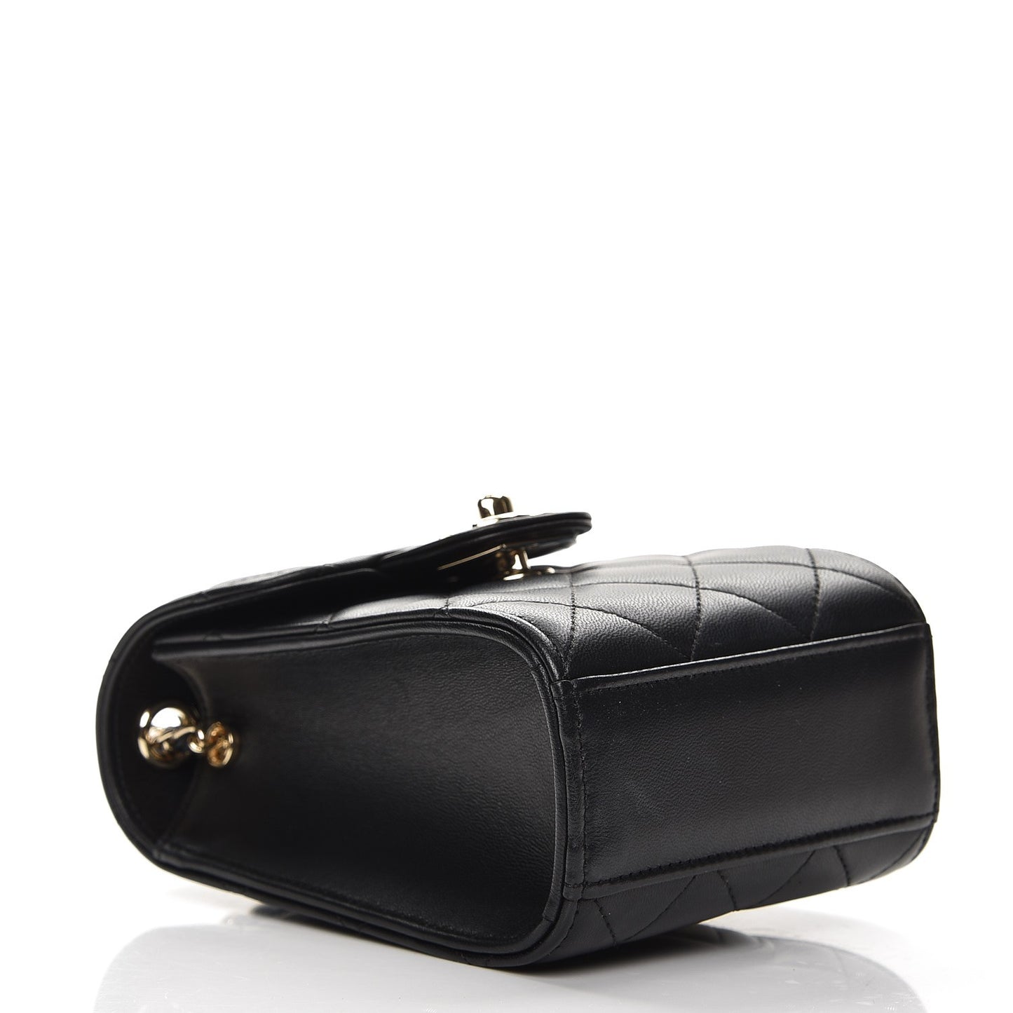 Lambskin Quilted Extra Mini Wallet On Chain WOC Black