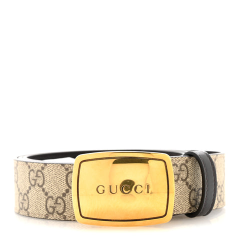 GG Supreme Logo Plaque 35mm Belt 115 46 Beige Ebony