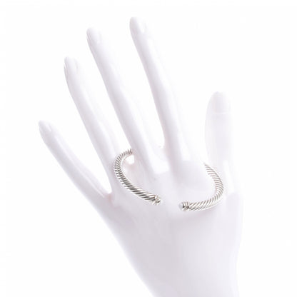 David Yurman Sterling Silver Diamond White Agate 5mm Cable Classics Bracelet 2 of 5