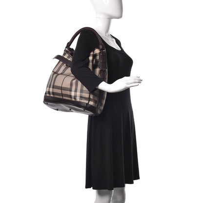 Burberry Smoked Check Medium Walden Belted Hobo Plum 2 of 12