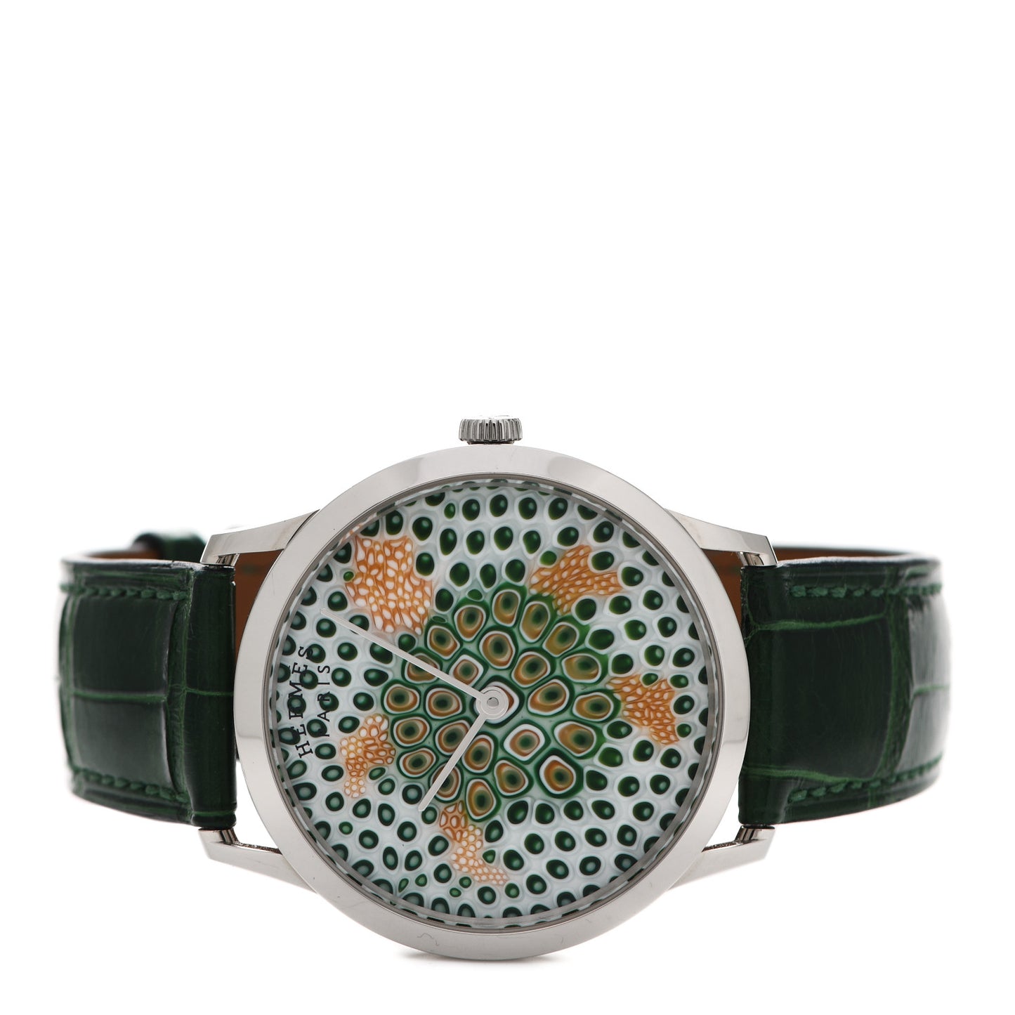 18K White Gold Alligator 39.5mm Limited Edition Millefioris Tortoise Automatic Watch Vert Moyen