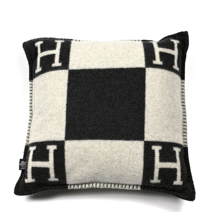 Hermes Wool Cashmere Avalon Pillow PM Ecru Gris Fonce 2 of 3