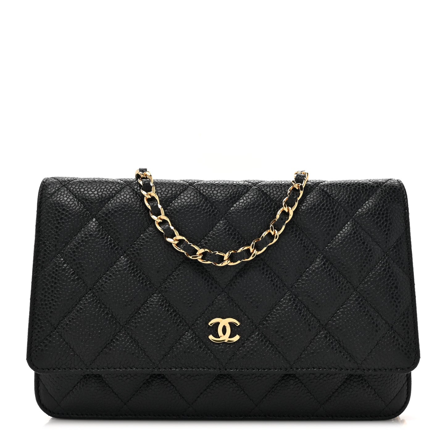 Caviar Quilted Wallet on Chain WOC Black