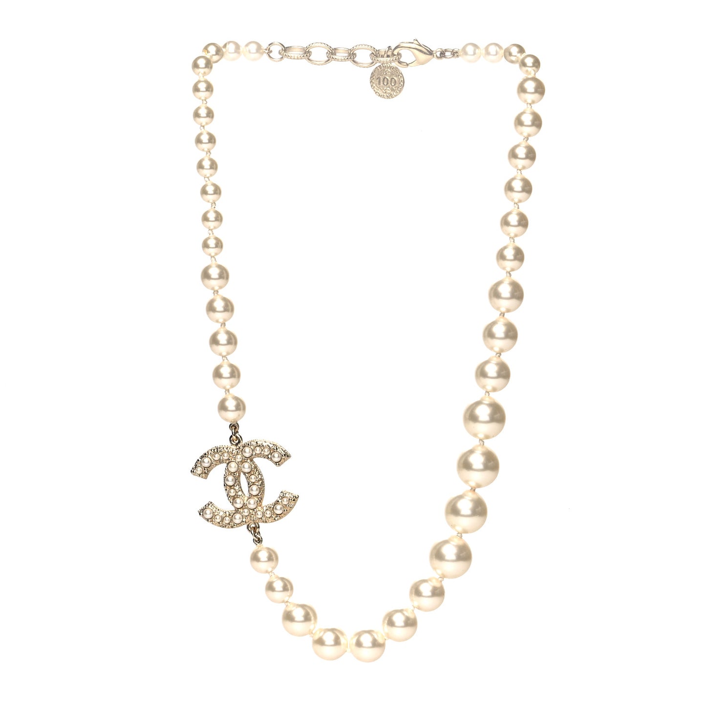 Pearl CC 100th Anniversary Necklace Light Gold