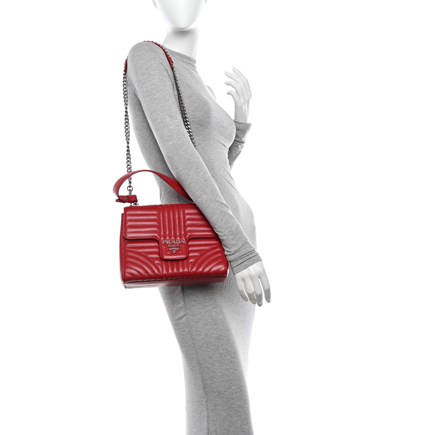 Soft Calfskin Impunture Diagramme Flap Top Handle Bag Fuoco