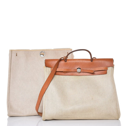 Hermes Toile Vache Calfskin Herbag 40 GM Natural 13 of 17
