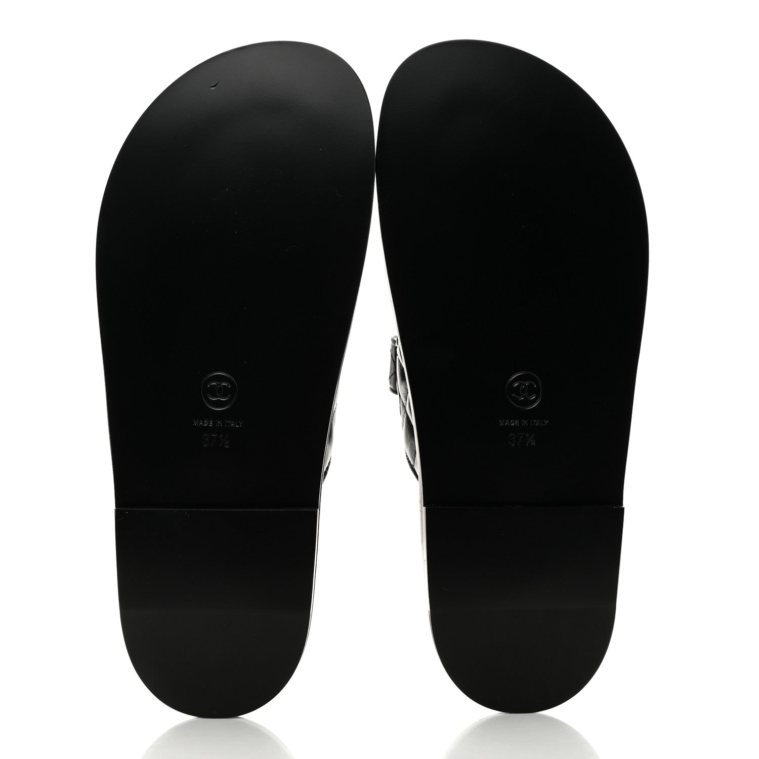 Chanel Lambskin Quilted Velcro Dad Chain CC Slide Sandals 37.5 Black 5 of 9