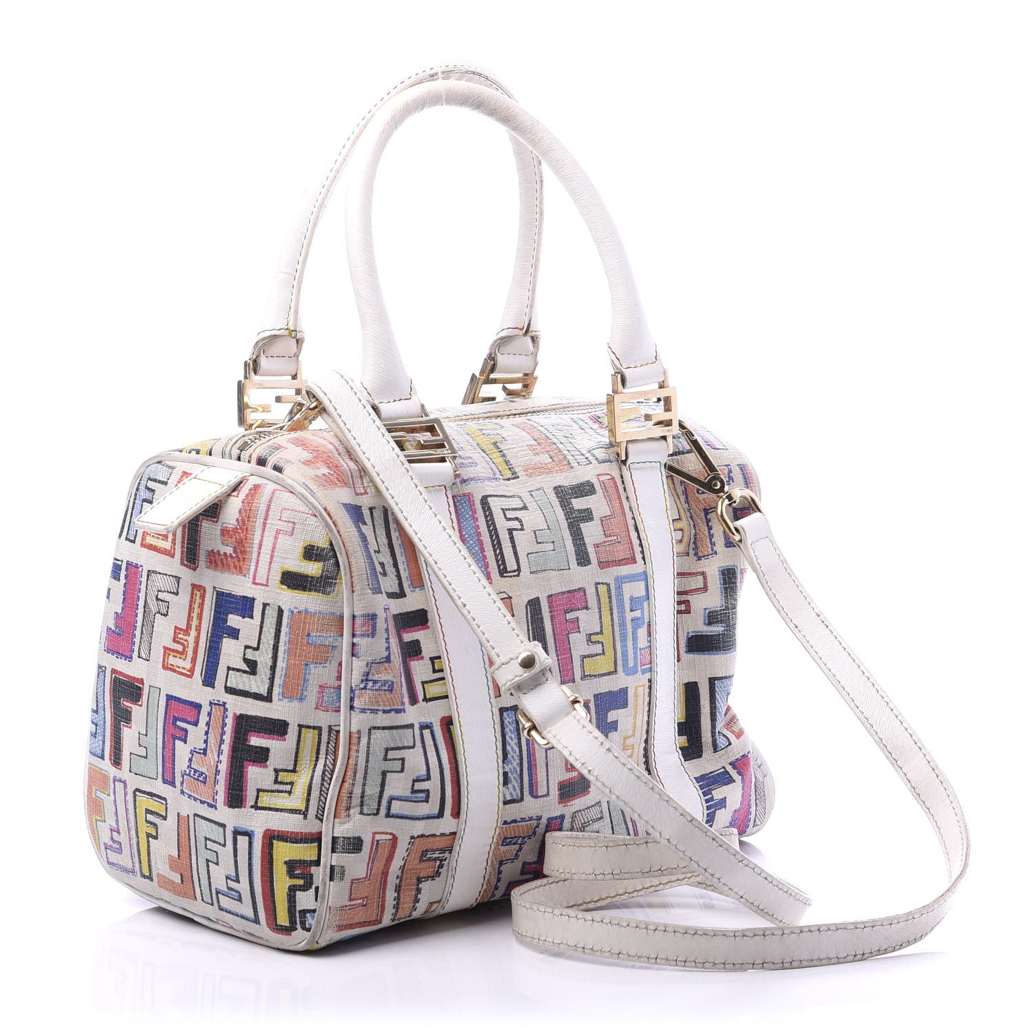 Fendi Zucca Spalmati Vitello FF Multicolor Forever Boston Multicolor White 3 of 10