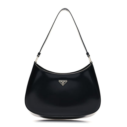 Prada Spazzolato Cleo Shoulder Bag Black 1 of 10