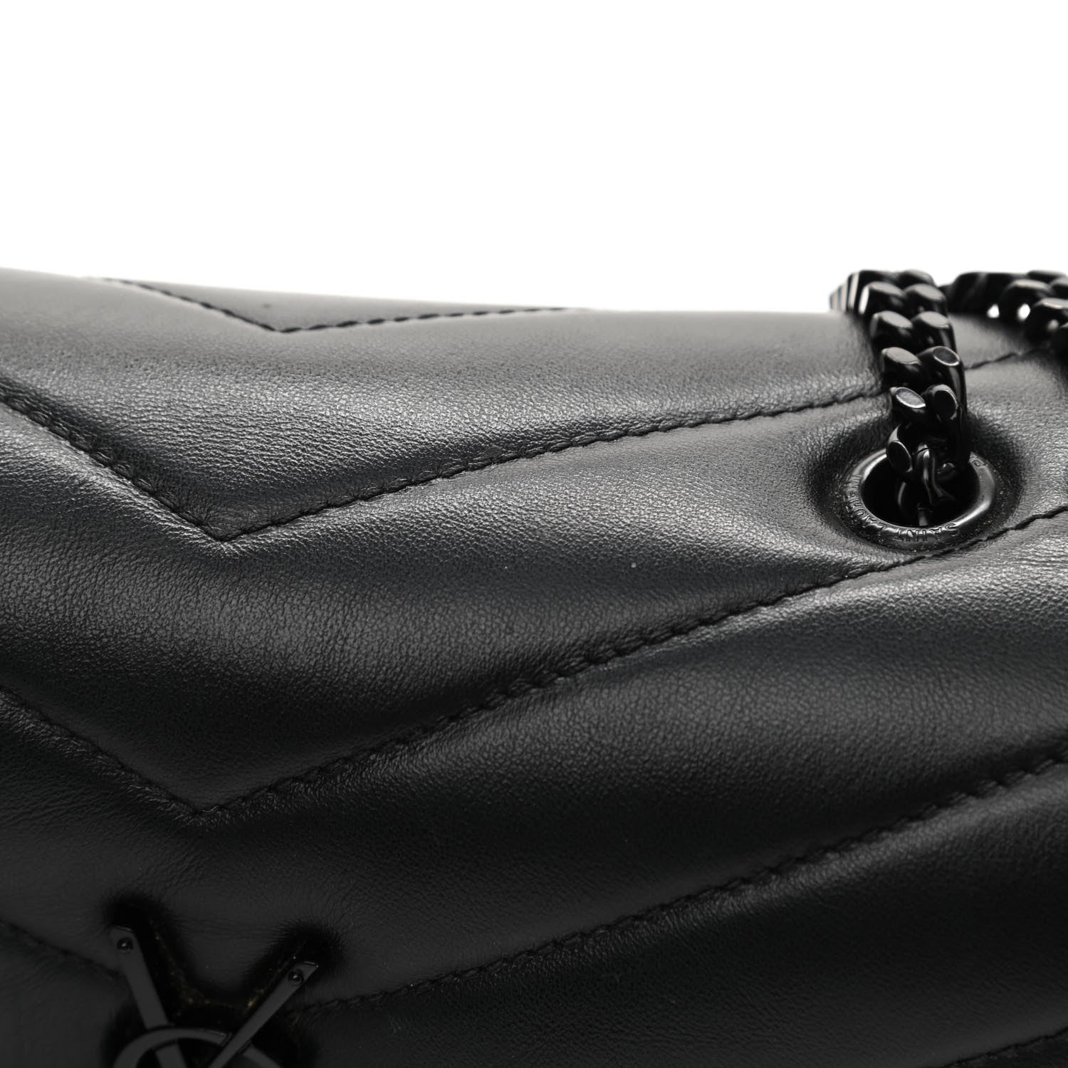 Saint Laurent Calfskin Y Quilted Monogram Monochrome Small Loulou Chain Satchel Black 15 of 15