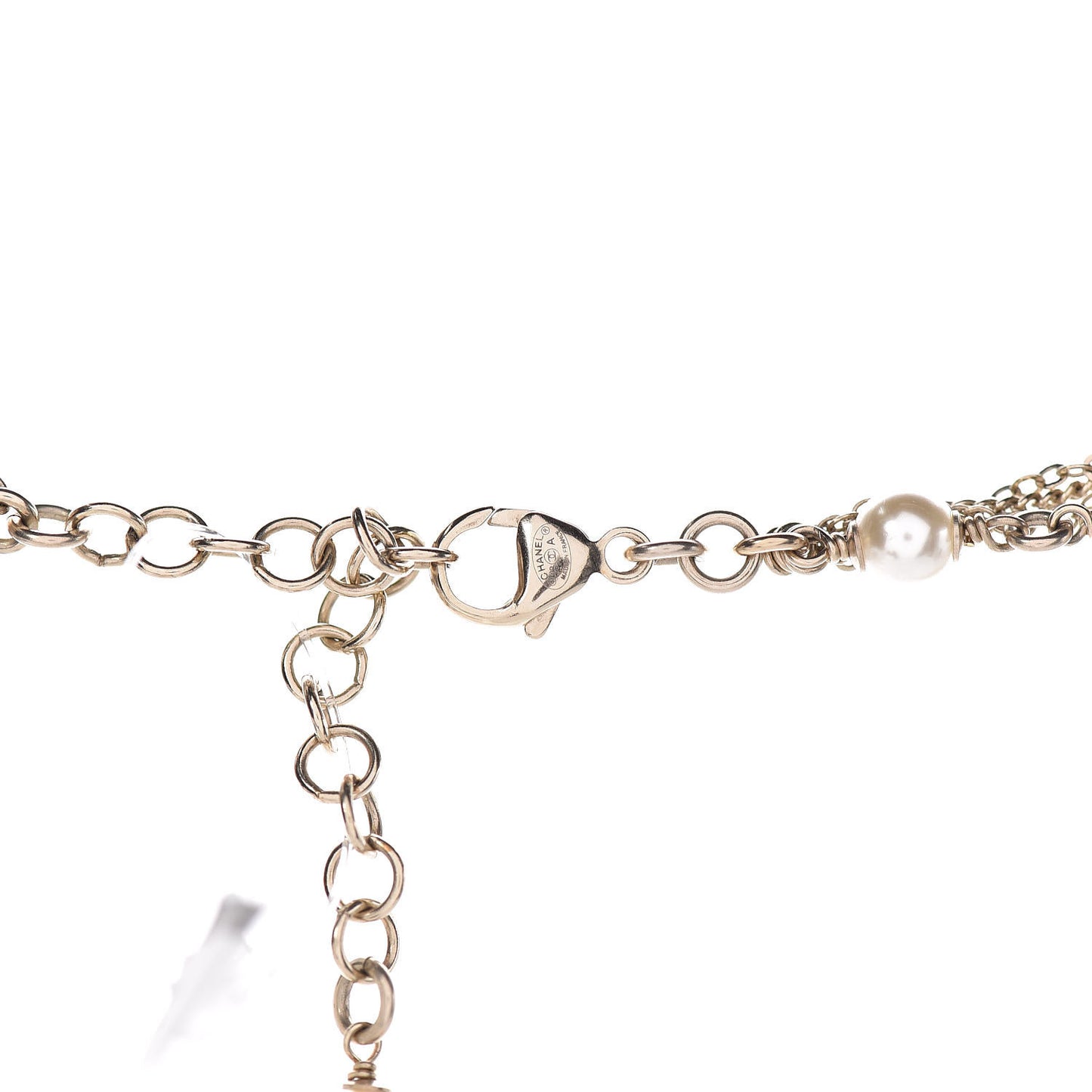 Pearl Chain CC Multi Strand Necklace Gold