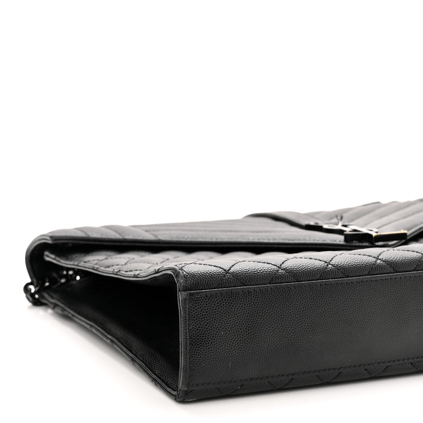 Grain De Poudre Textured Mixed Matelasse Large Triquilt Monogram Monochrome Satchel Black