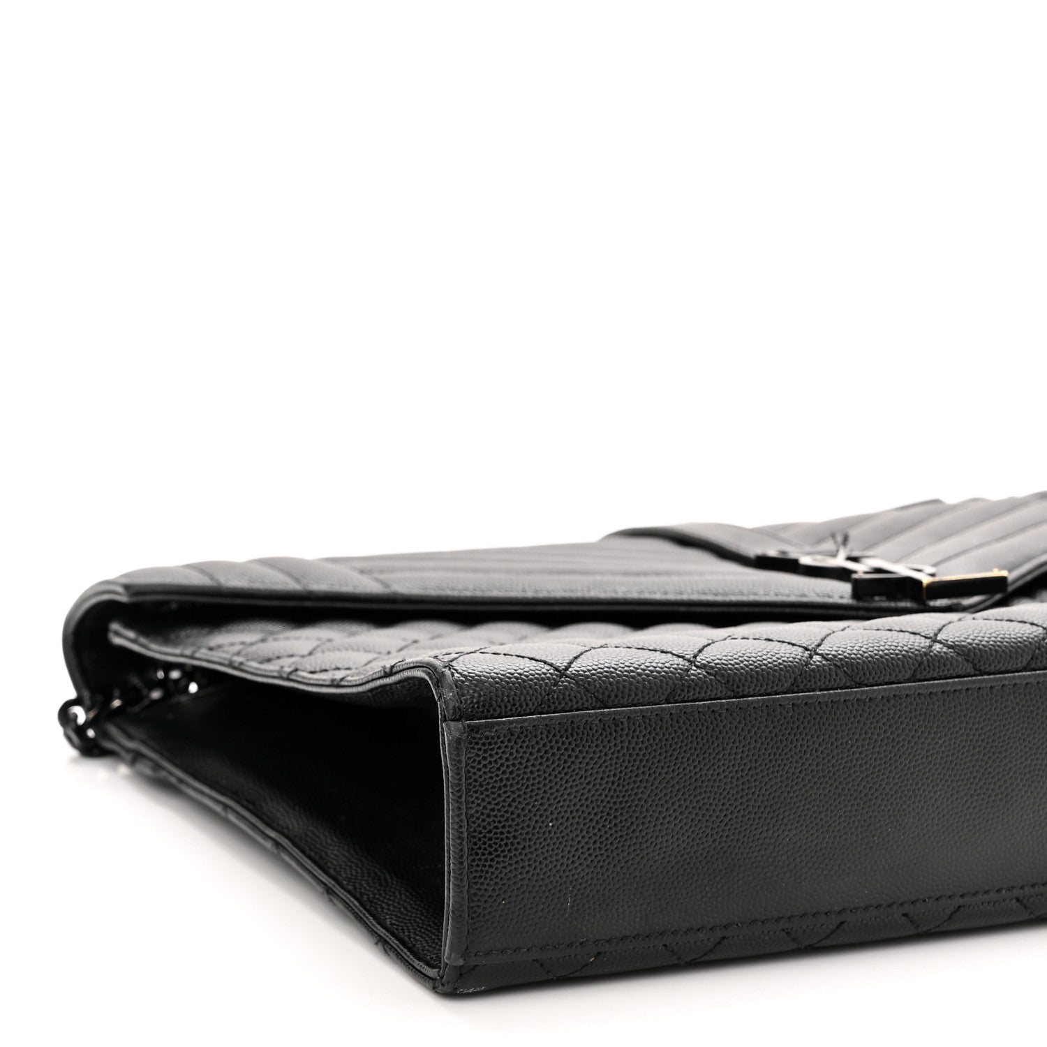 Saint Laurent Grain De Poudre Textured Mixed Matelasse Large Triquilt Monogram Monochrome Satchel Black 9 of 21