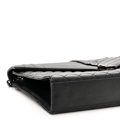Saint Laurent Grain De Poudre Textured Mixed Matelasse Large Triquilt Monogram Monochrome Satchel Black 9 of 21
