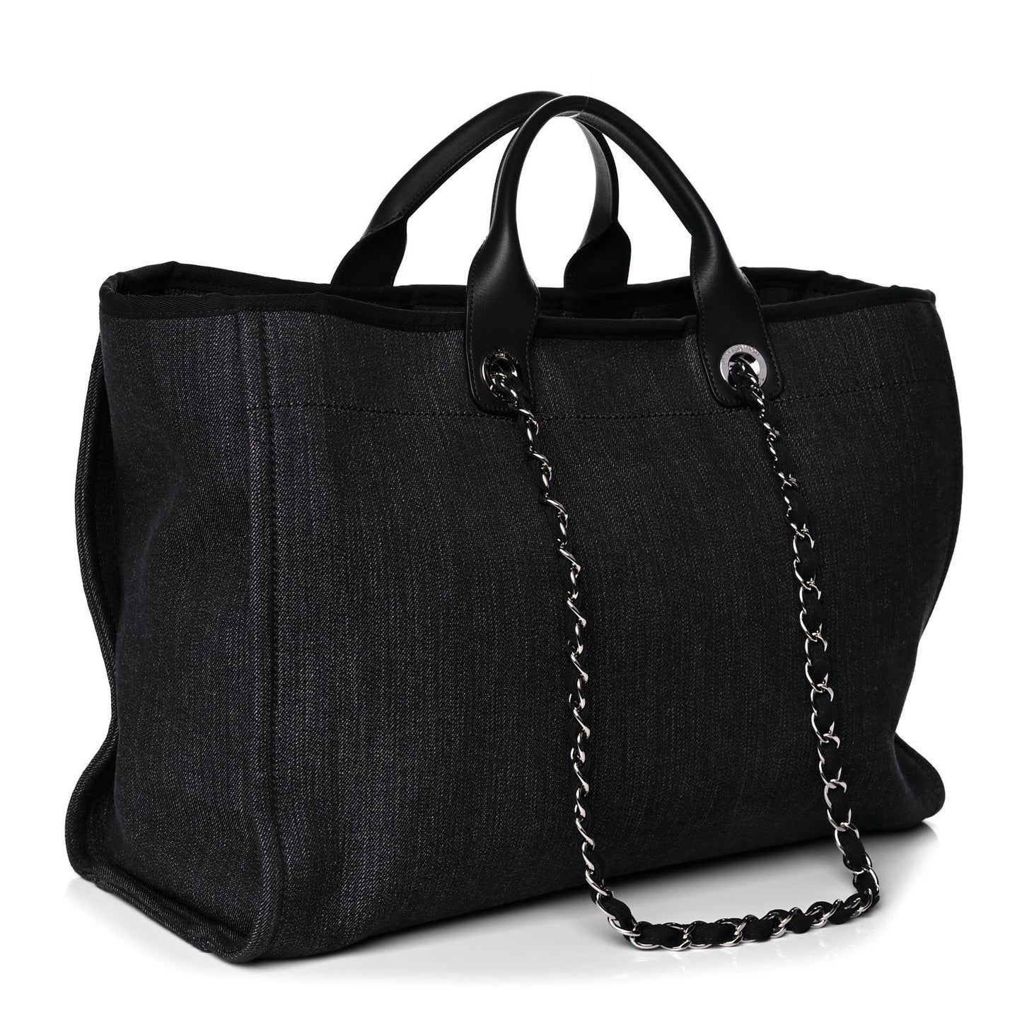 Denim Large Deauville Tote Blue Orange