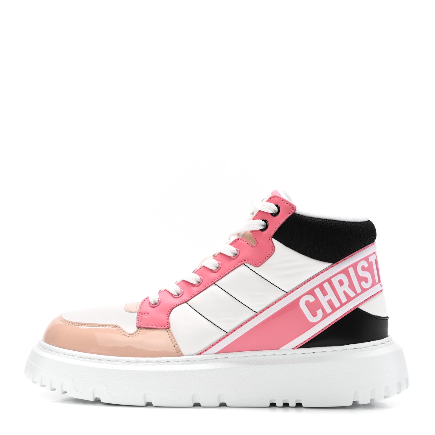 Nylon Calfskin Womens D-Player High Top Sneakers 40 Pink