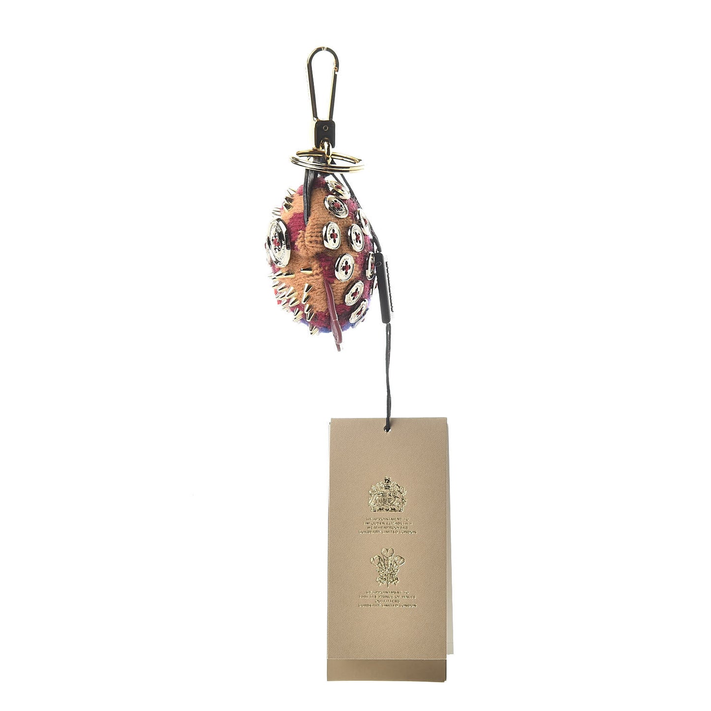 Calfskin Cashmere Studded Mabel Fish Bag Charm Bordeaux Multicolor