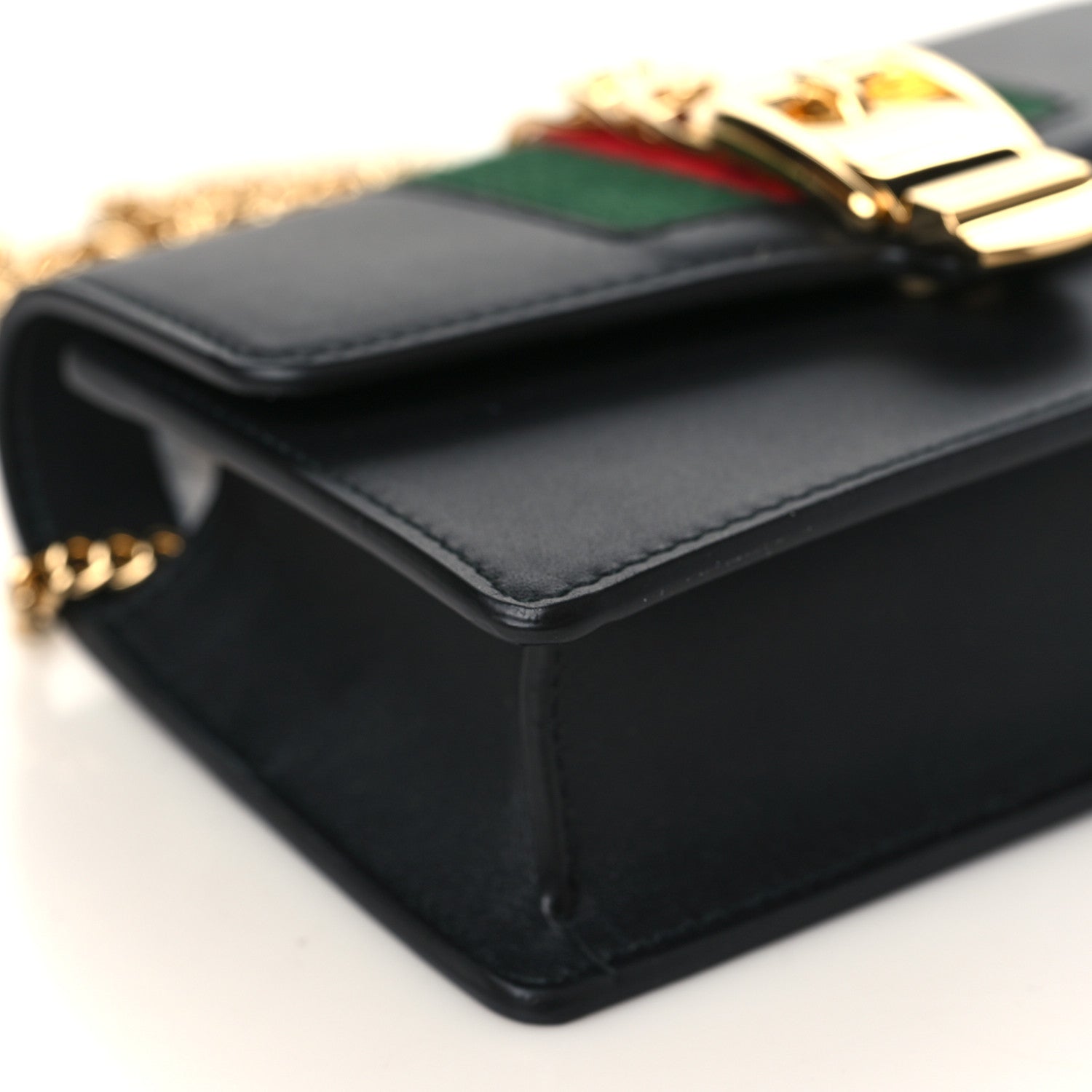 Gucci Calfskin Super Mini Sylvie Chain Shoulder Bag Black 8 of 10