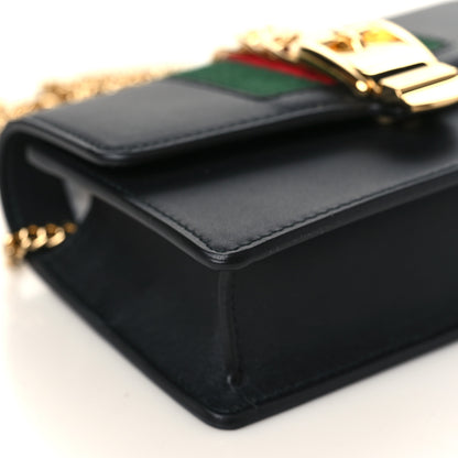 Gucci Calfskin Super Mini Sylvie Chain Shoulder Bag Black 8 of 10