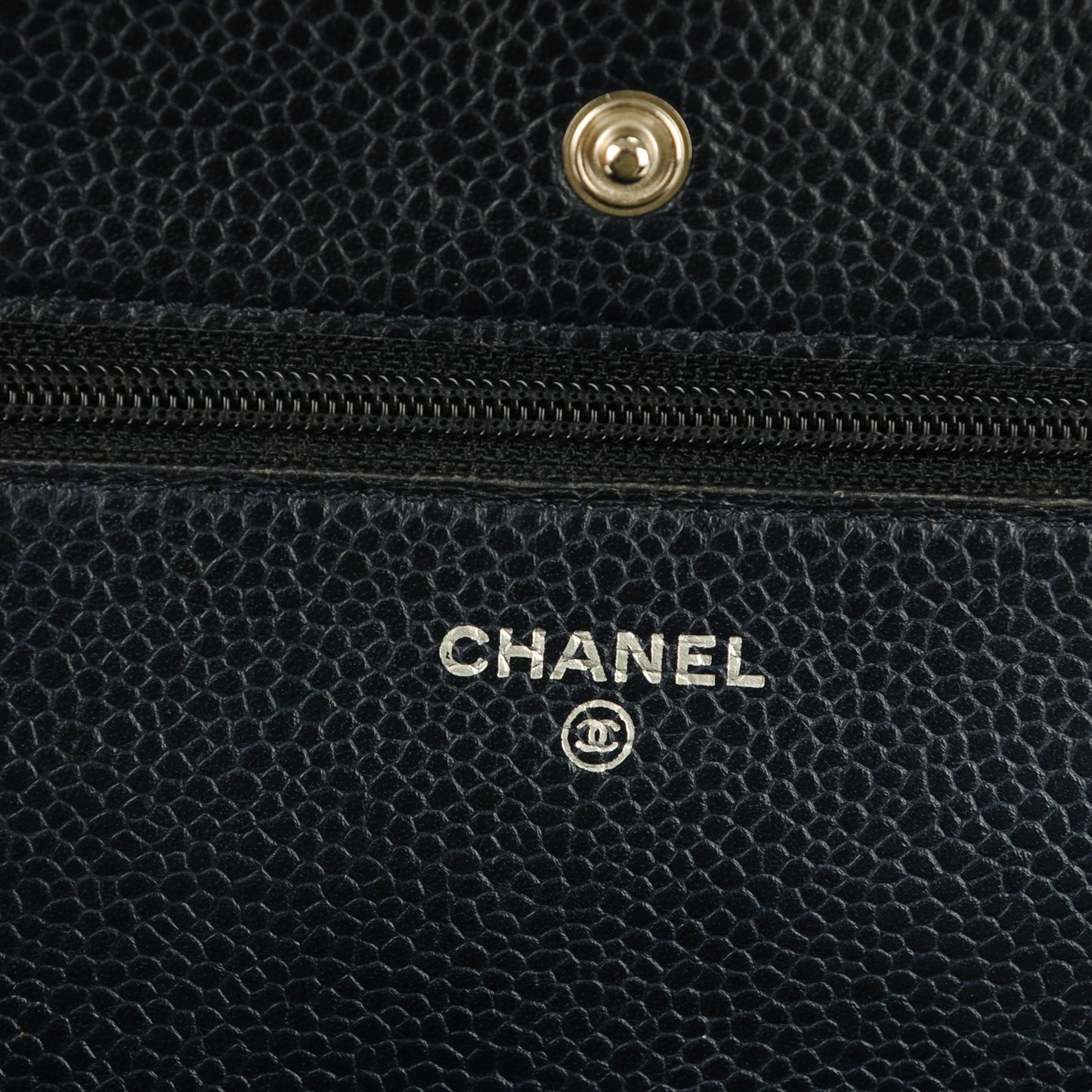 Caviar Quilted Wallet On Chain WOC Navy Blue