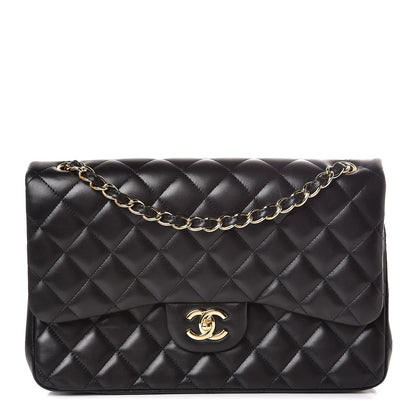 Chanel Lambskin Quilted Jumbo Double Flap Black 1 of 10