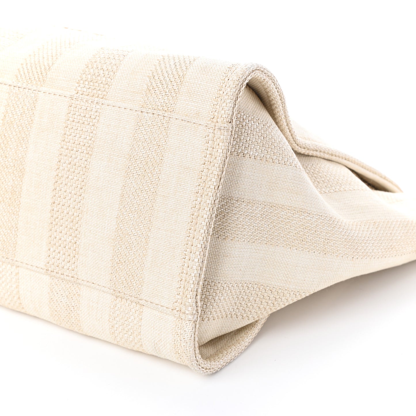 Mixed Fibers Striped Medium Deauville Tote Beige