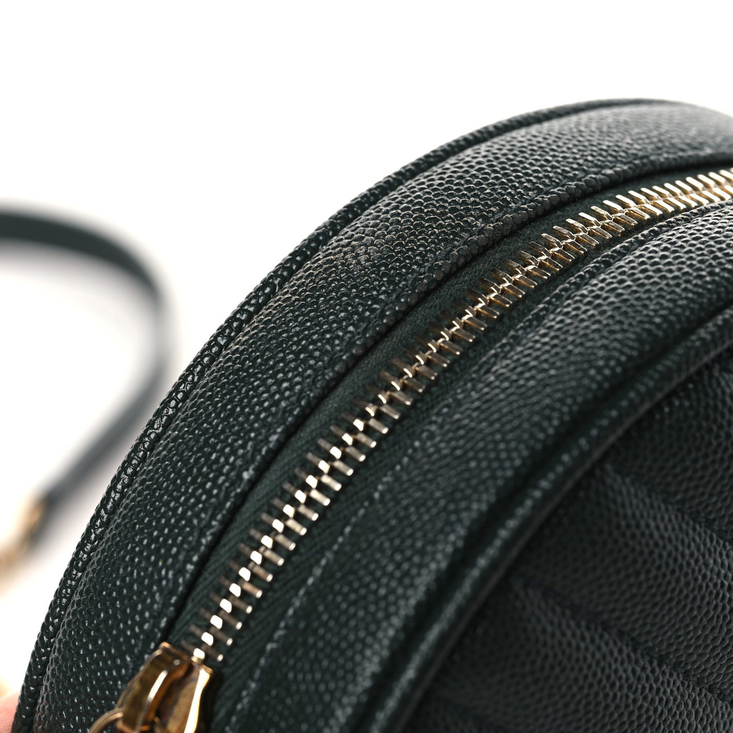 Grain De Poudre Matelasse Chevron Quilted Round Vinyle Camera Bag New Vert Fonce