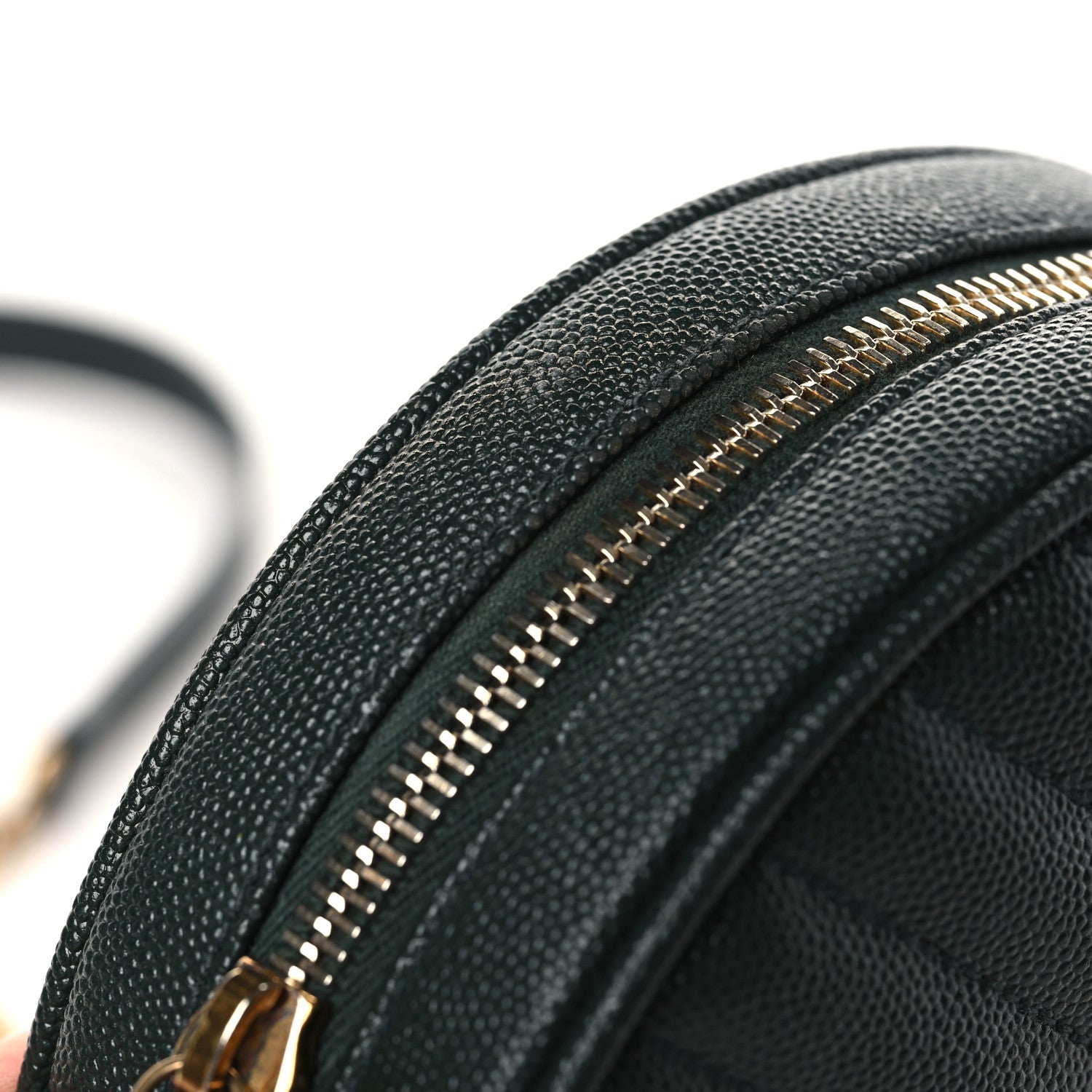 Saint Laurent Grain De Poudre Matelasse Chevron Quilted Round Vinyle Camera Bag New Vert Fonce 10 of 10