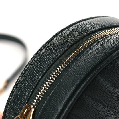 Saint Laurent Grain De Poudre Matelasse Chevron Quilted Round Vinyle Camera Bag New Vert Fonce 10 of 10