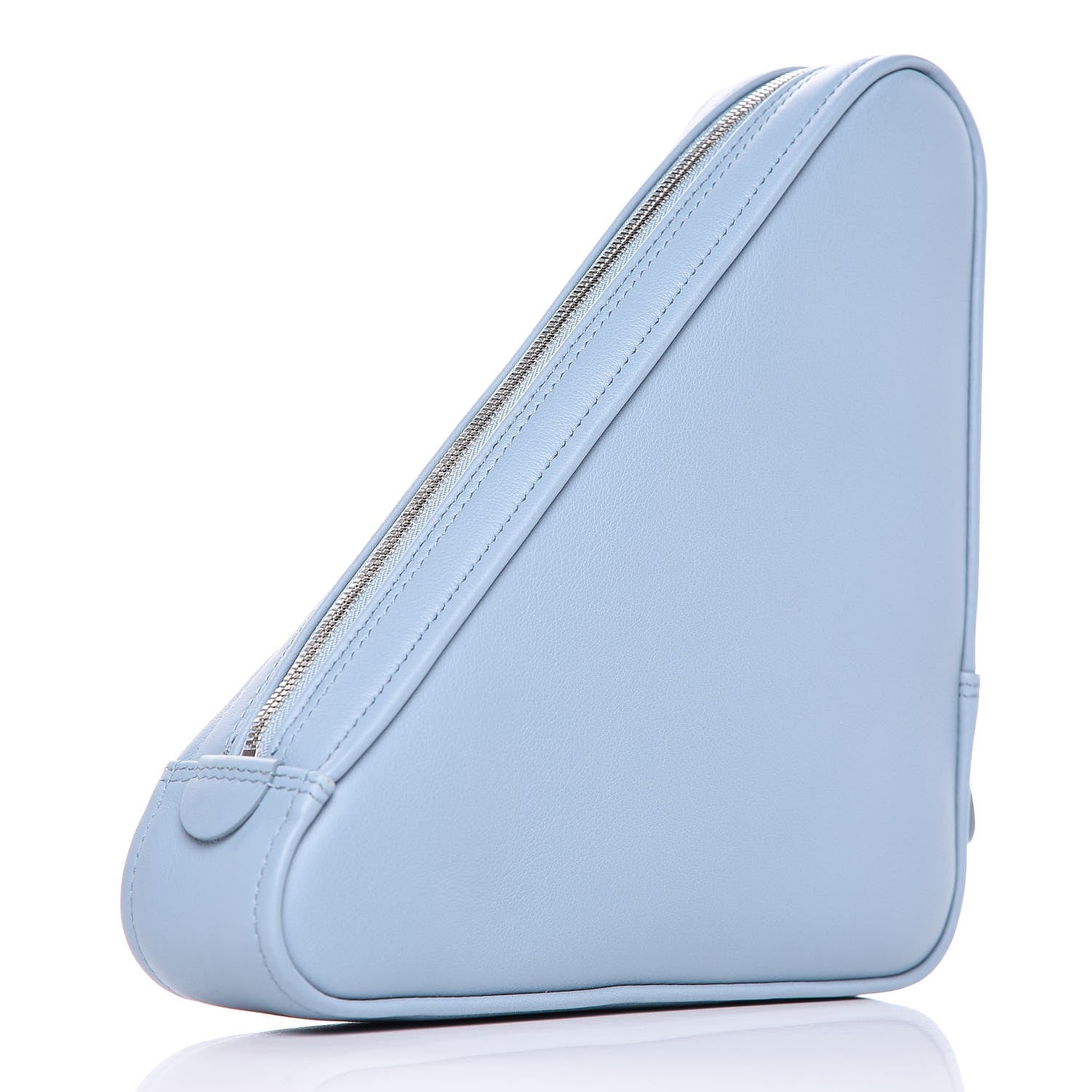 Balenciaga Shiny Day Calfskin Logo M Triangle Pouch Grey Blue White 3 of 7