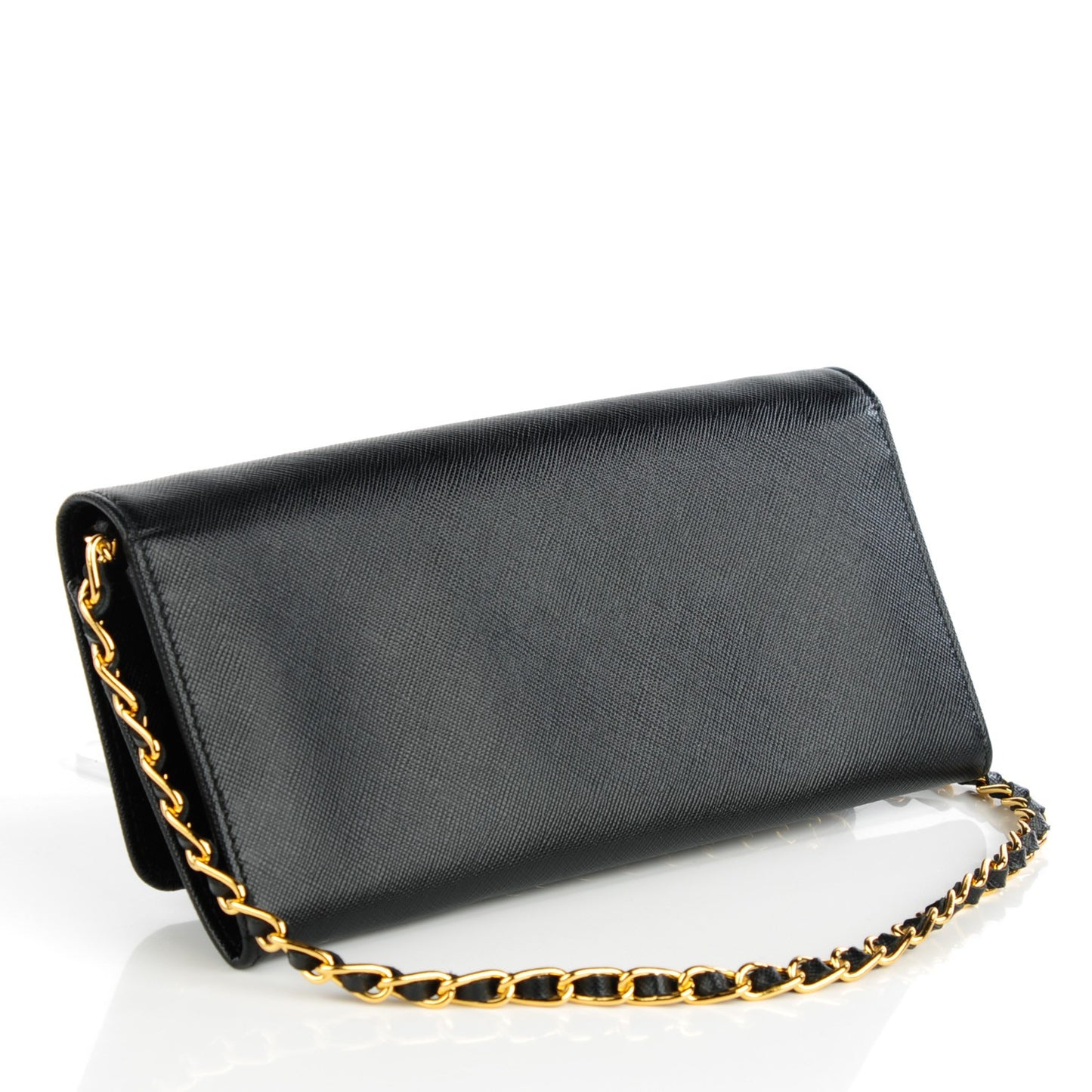 Saffiano Metal Oro Chain Wallet Nero Black