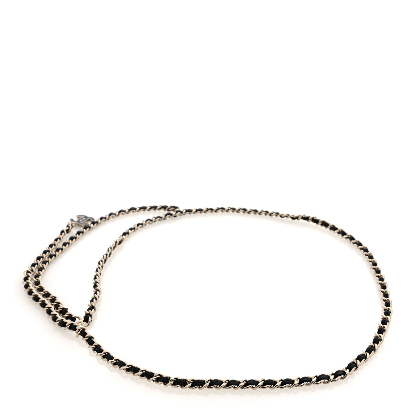 Lambskin Enamel CC Chain Belt Black Gold
