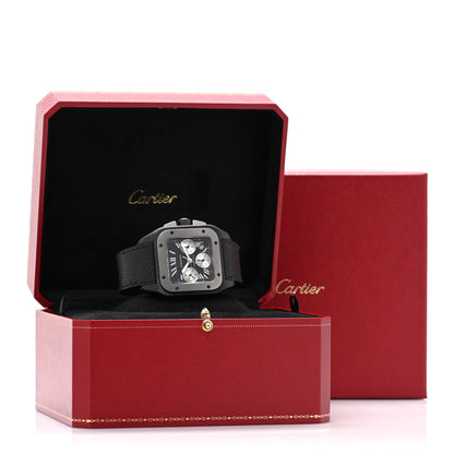 Cartier ADLC Titanium Calfskin 41mm Santos 100 Chronograph Automatic Watch Black 5 of 5
