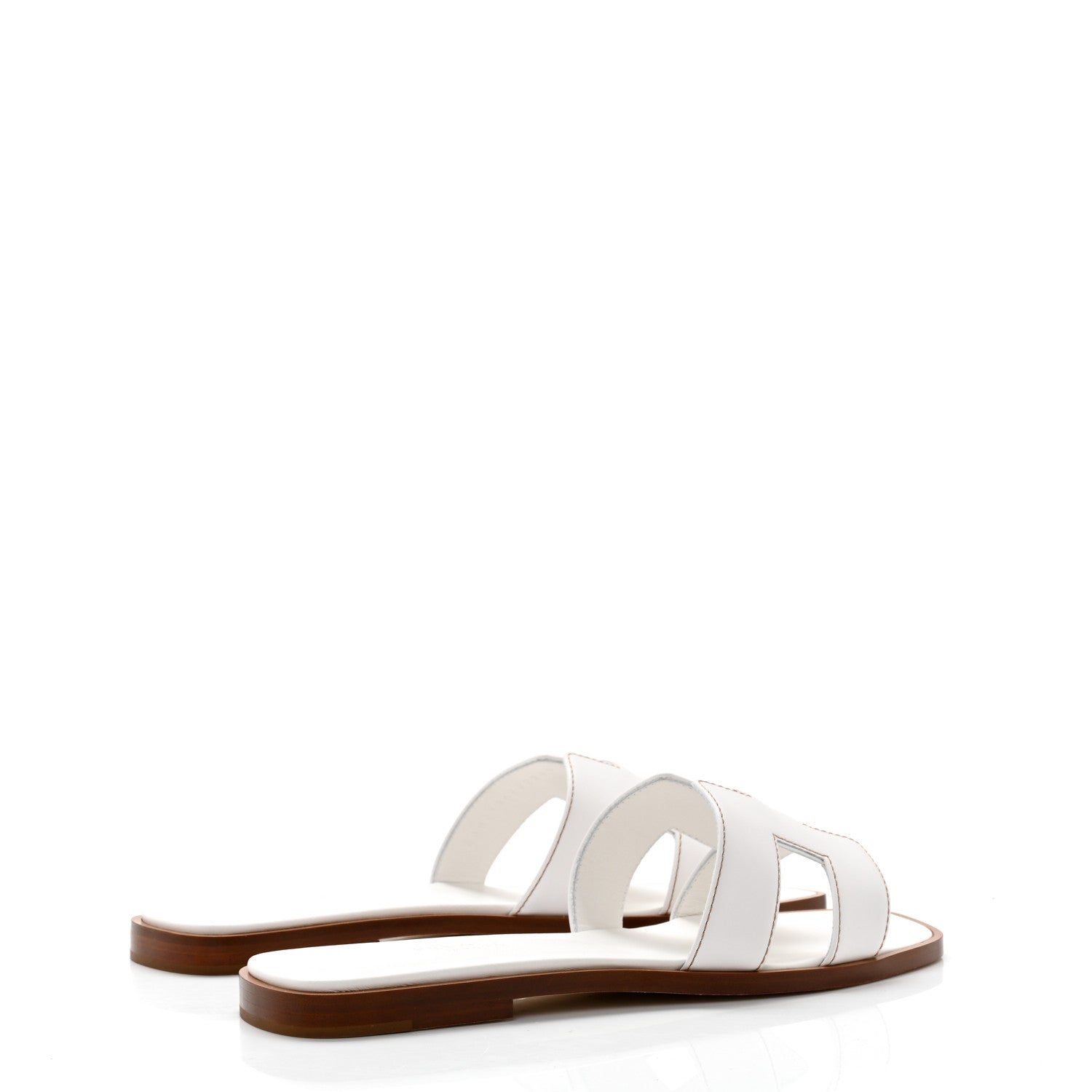 Hermes Box Calfskin Oran Sandals 37 White 4 of 9
