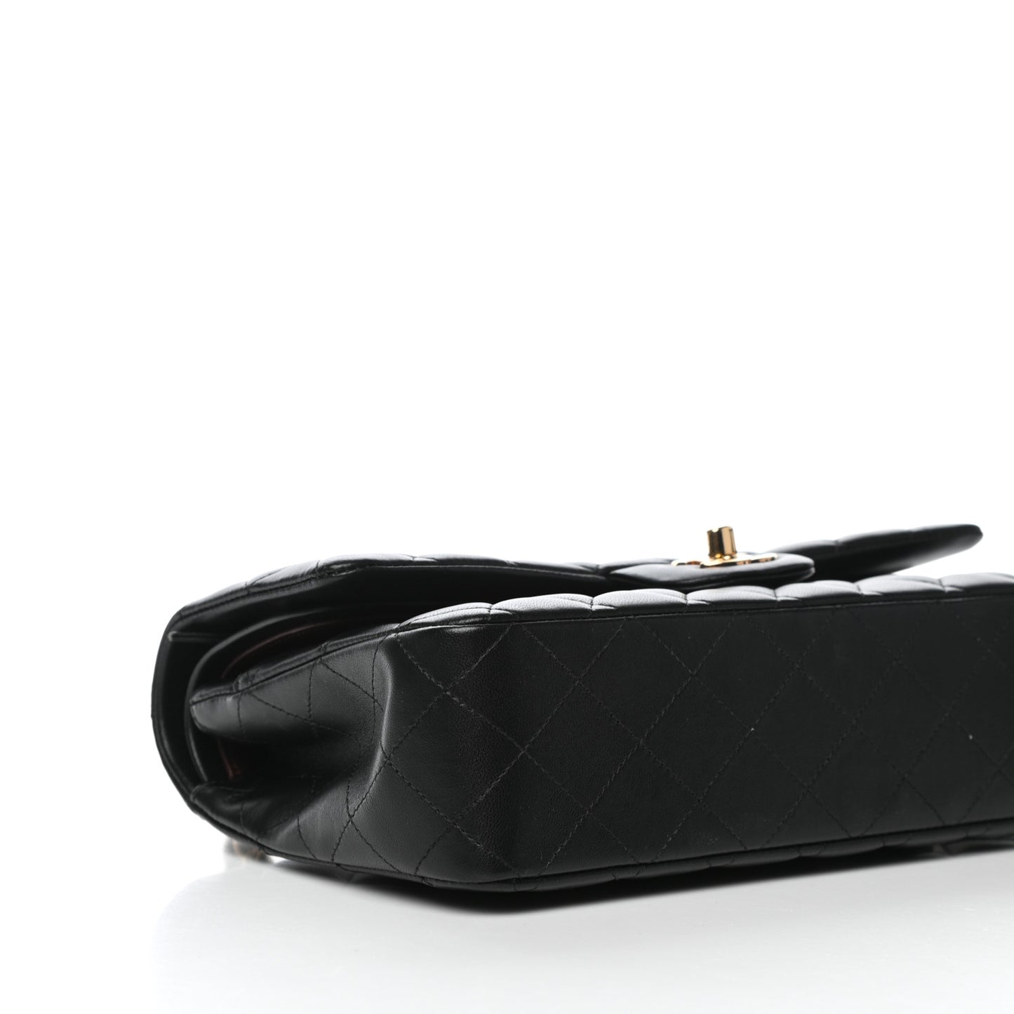 Lambskin Quilted Medium Double Flap Black