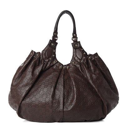 Gucci Guccissima Studded Pelham Shoulder Bag Dark Brown 1 of 9