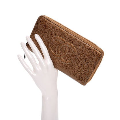 Chanel Metallic Caviar Large Timeless CC Gusset Zip Around Wallet Dark Gold 2 of 9