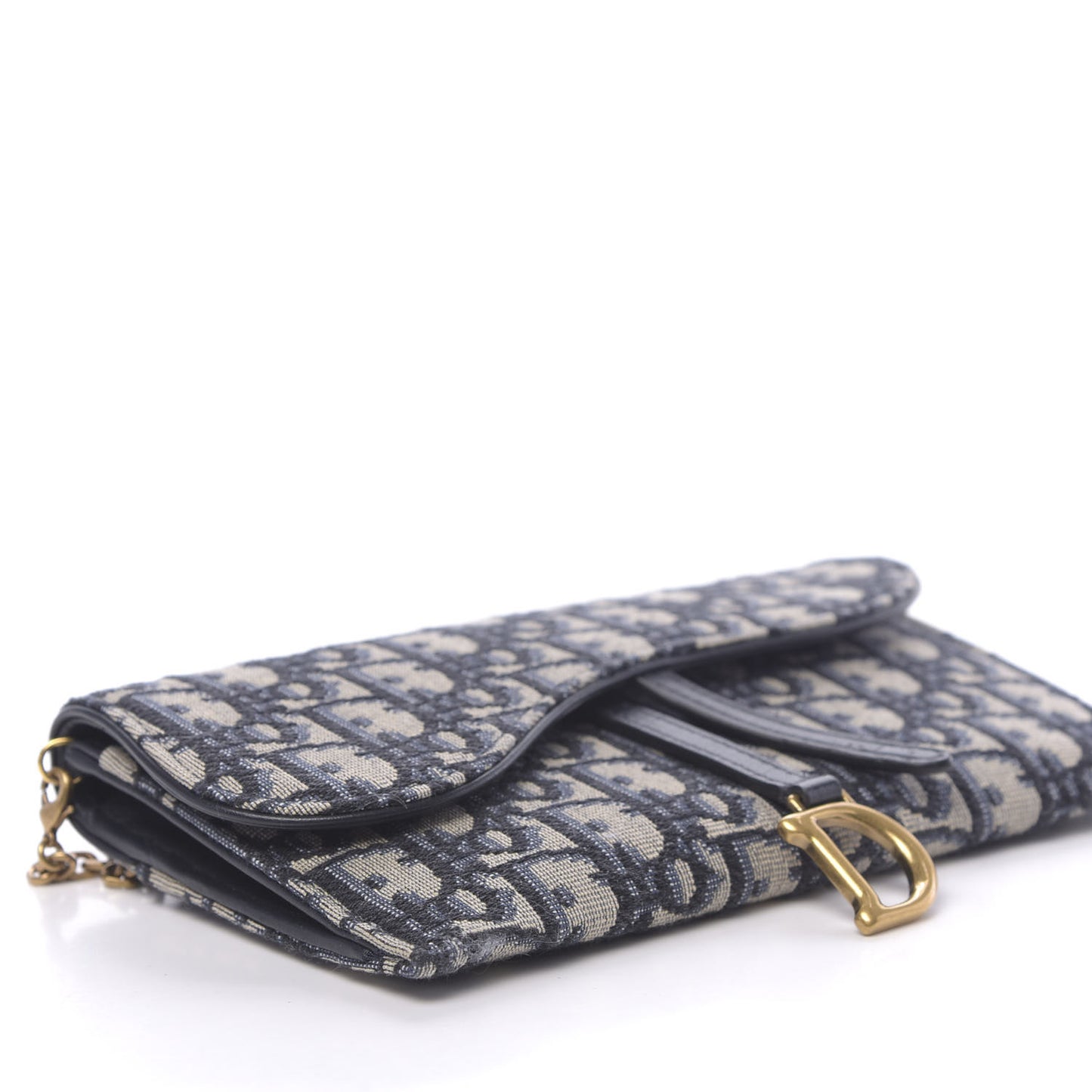 Oblique Saddle Chain Long Wallet Blue