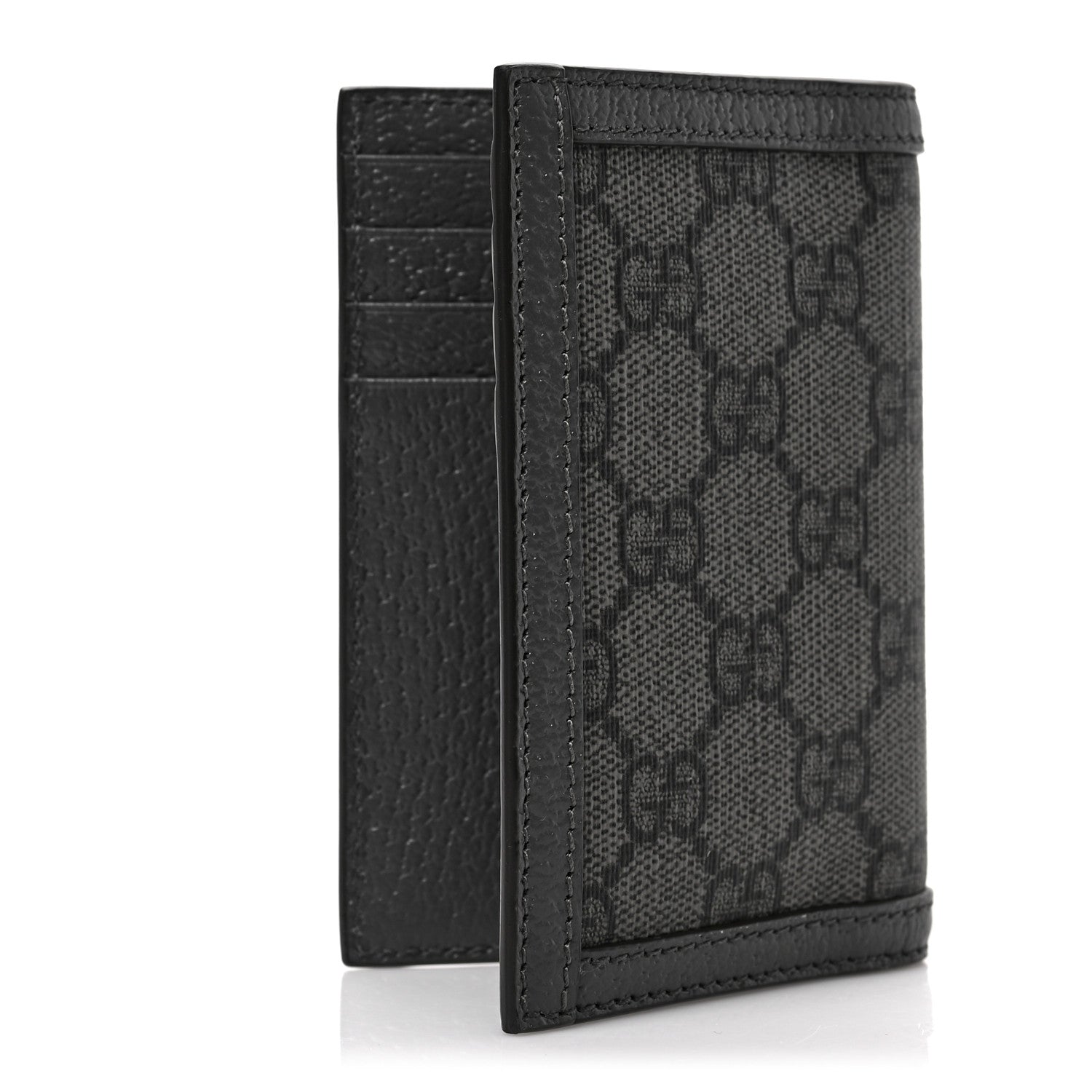 Gucci GG Supreme Monogram Textured Dollar Calfskin Ophidia Card Case Grey Black Graphite Grey 3 of 6