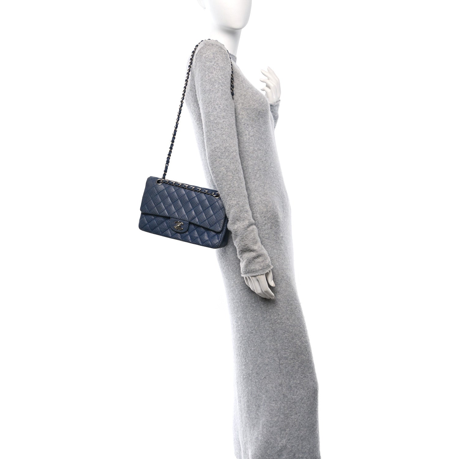 Chanel Lambskin Perforated Medium Double Flap Blue 2 of 14