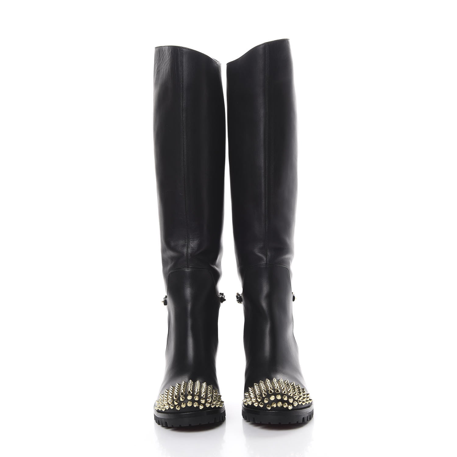 Christian Louboutin Calfskin Napaleona 70 Spikes Boots 40 Black 2 of 15