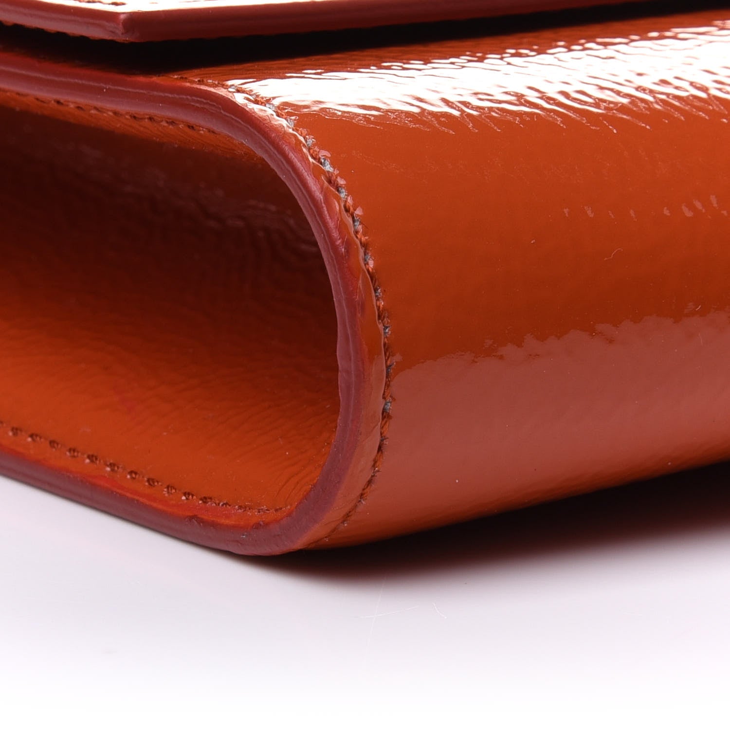 Saint Laurent Textured Patent Monogram Large Belle De Jour Clutch Orange 9 of 11