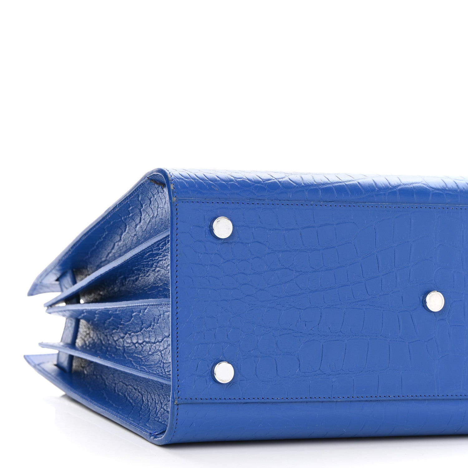 Saint Laurent Calfskin Crocodile Embossed Small Sac De Jour Royal Blue 8 of 12