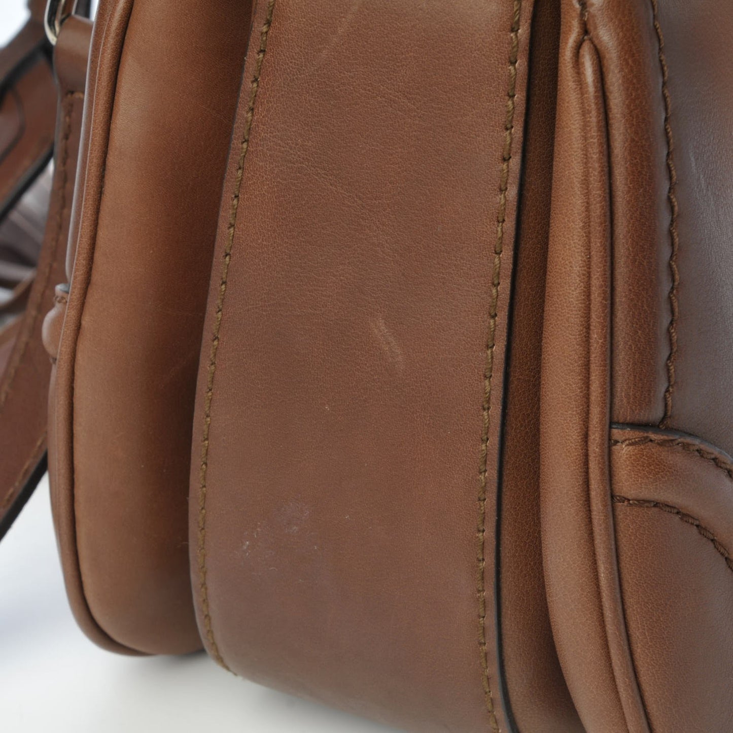 Calfskin Small New Bamboo Top Handle Bag Brown
