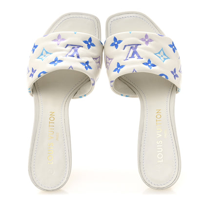 Louis Vuitton Lambskin Embossed Monogram By The Pool Revival High Heel Mules 39 White Blue Purple 2 of 10
